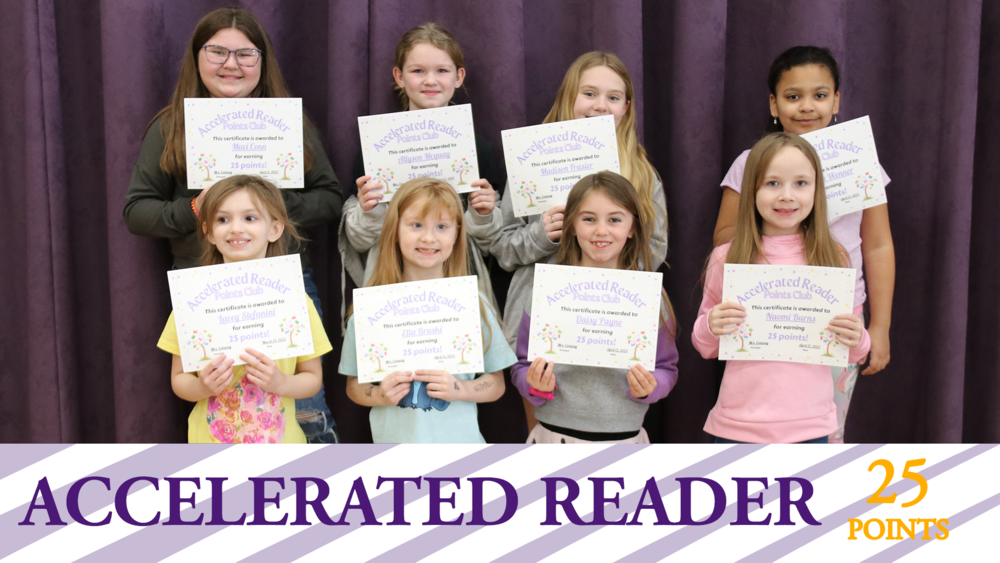 Accelerated Reader students holding their certificates