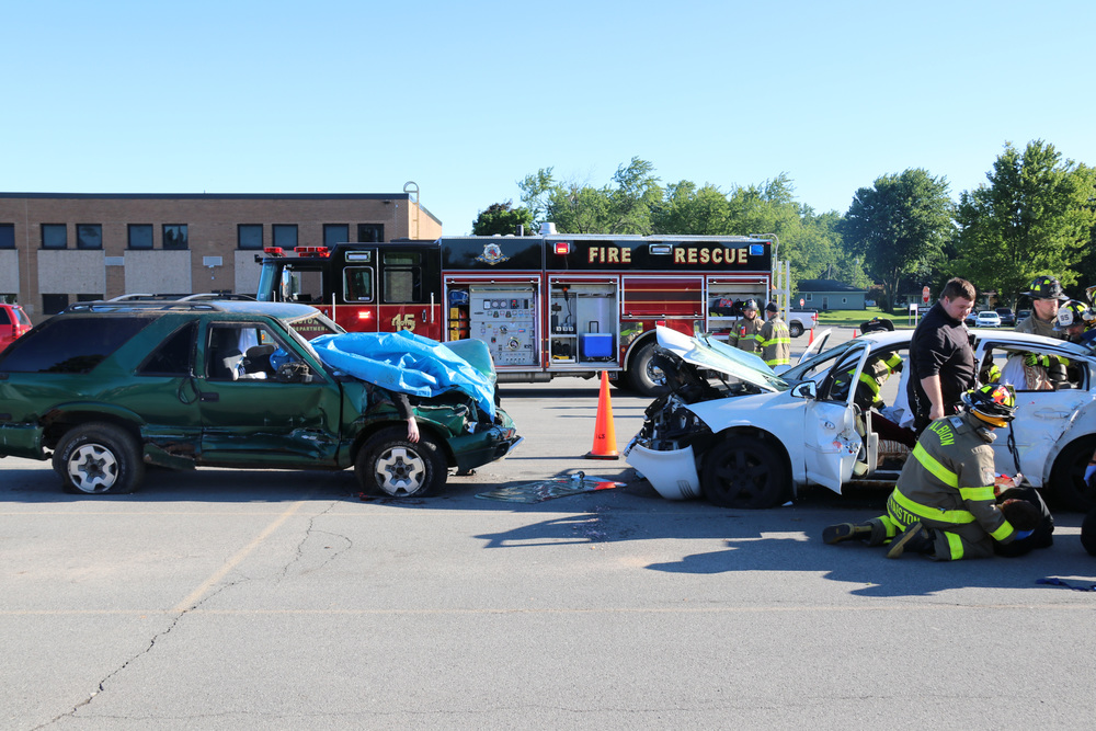 a crash simulation takes place at the high school