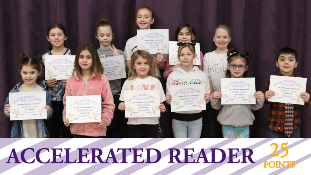 Accelerated Reader achievers pose with their certificates