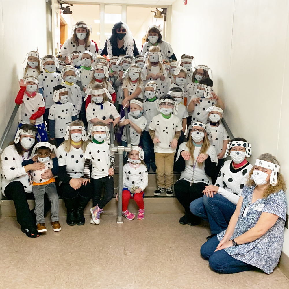 Pre-K students dressed as puppies