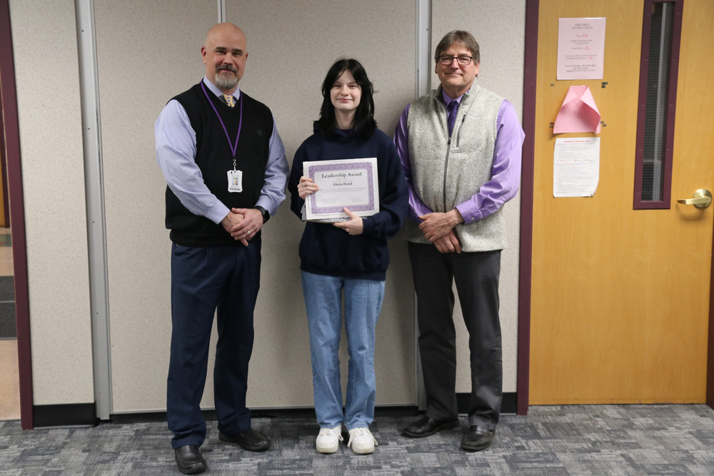 BOE award winner Al Hand with the superintendent and the BOE president