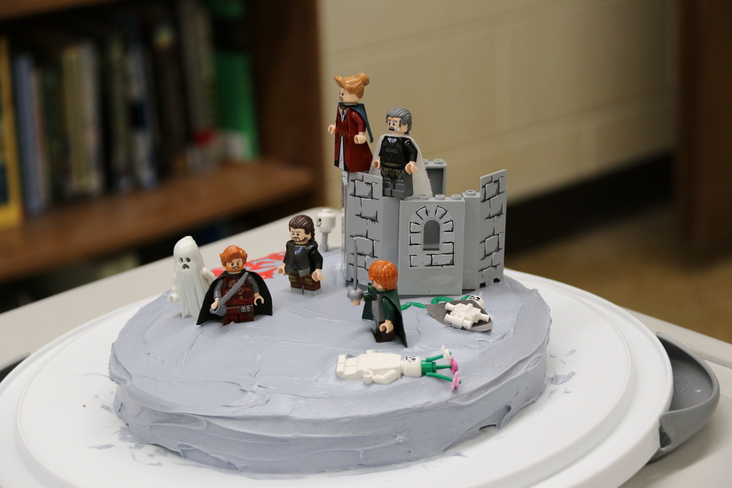 a cake decorated based off a book