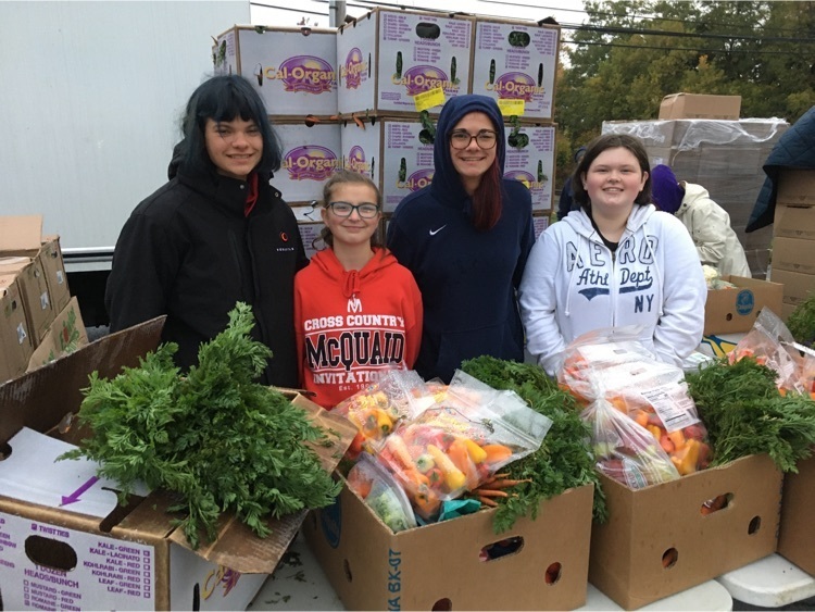 students at the food distribution 
