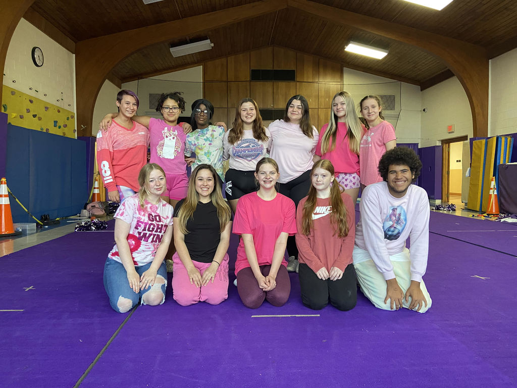 cheerleaders dressed in pink at practice