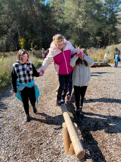 students at the nature center