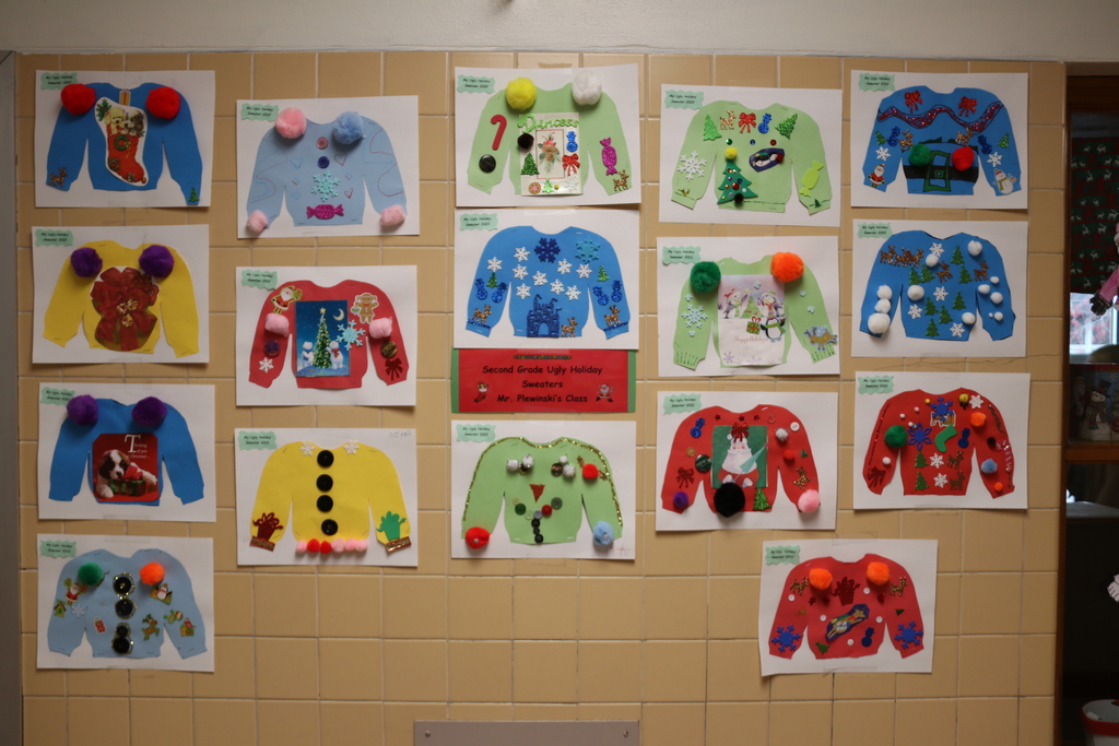 display of ugly sweater art work