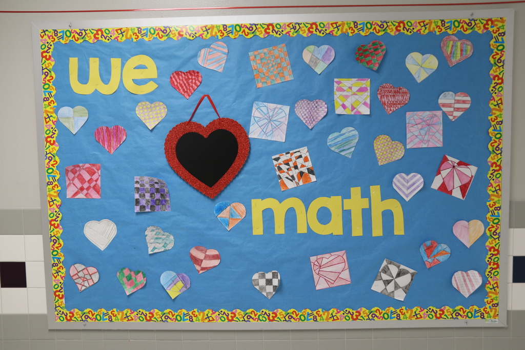 a bulletin board says we heart math