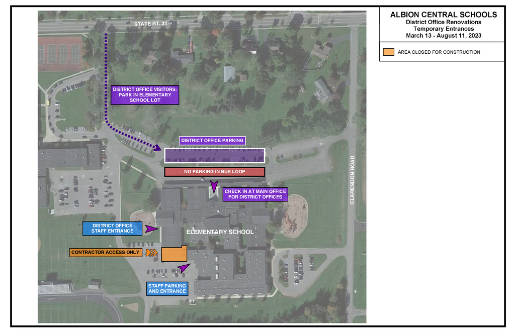 map of parking and construction areas