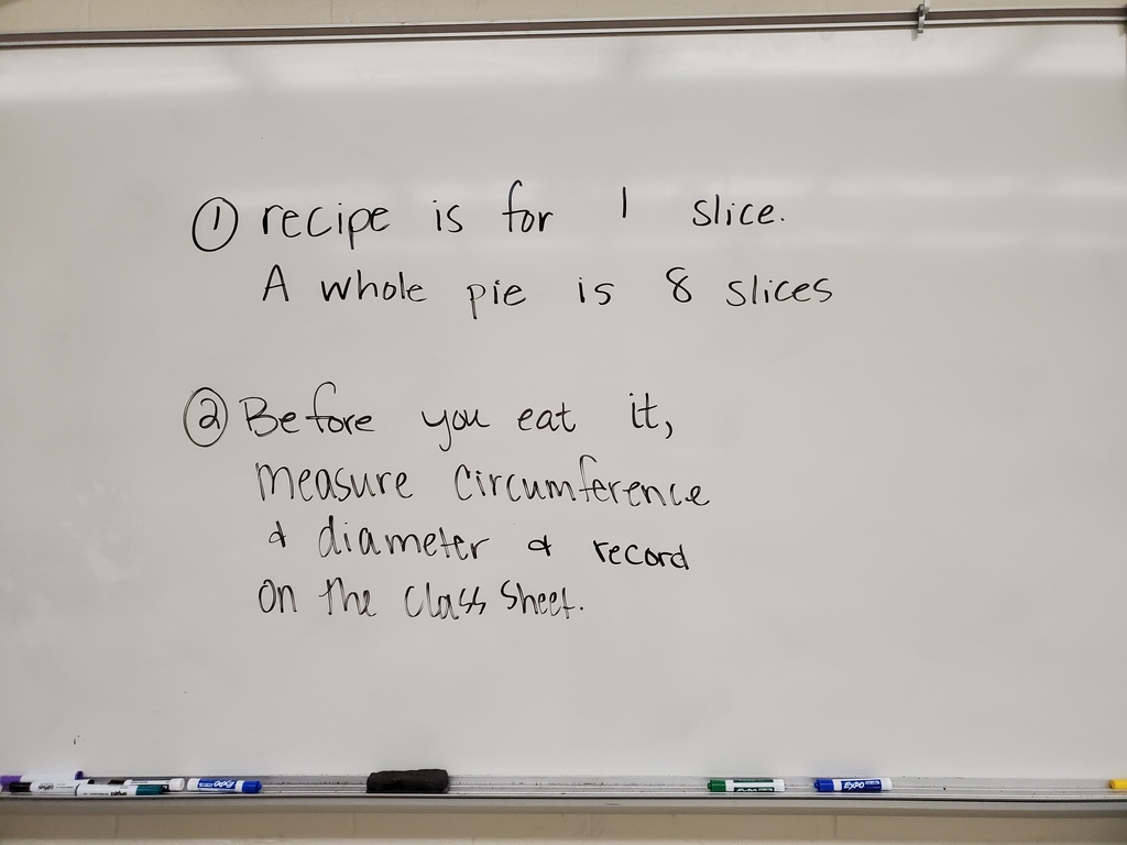 directions for pi day fun on the whiteboard