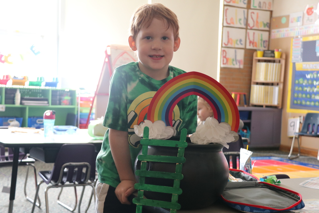 a student with his leprechaun trap